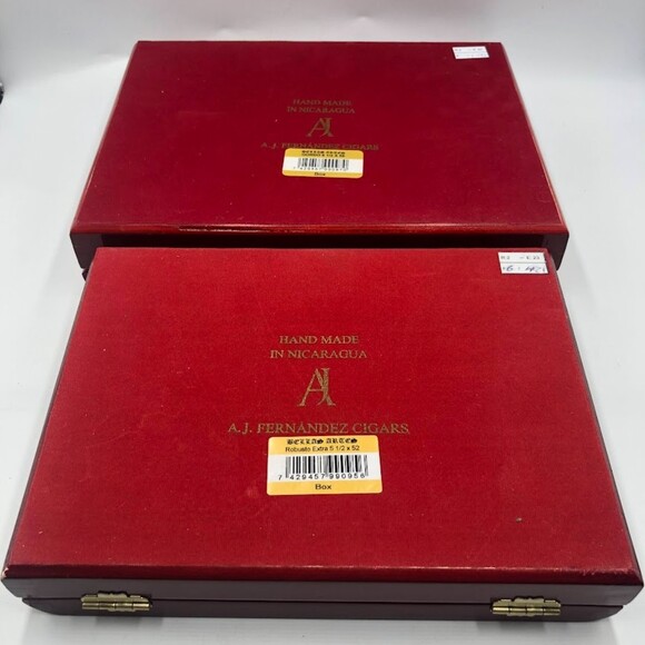 Set of 2 Empty Cigar Boxes Bellas Artes AJ Fernandez Snap Front Clasps Hinged - Picture 9 of 13